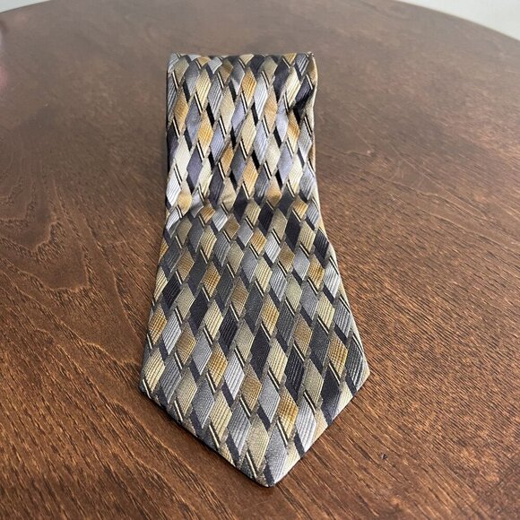 Bachrach Mens‎ Geometric Pattern Silk Tie - Picture 2 of 5
